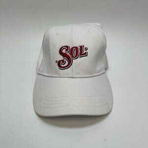 Sol Cerveza Beer Hat Cap White w/ Embroidered Red Classic Logo Promo Merch